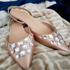 J. Crew Rose Gold Flats with Silver Accents